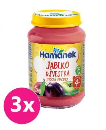 3x Hamánek Se švestkami (190 g) - ovocný příkrm