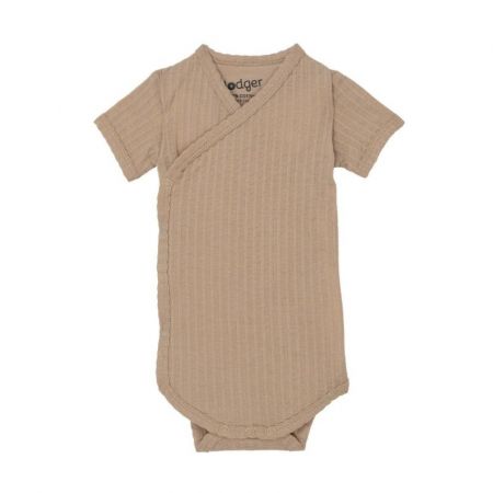 Lodger Romper Short Sleeves Seersucker body-Beige 68