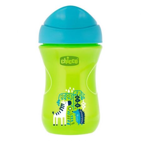 CHICCO Hrneček Snadný s hubičkou 266 ml zelený/zebra 12m+