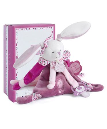 Doudou et Compagnie Paris | Doudou Hračka s úchytem na dudlík králíček 17 cm DS40360275