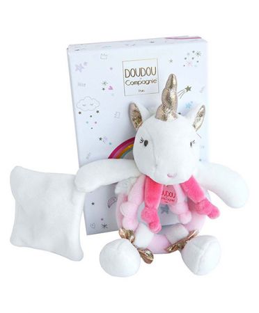 Doudou et Compagnie Paris | Doudou Plyšové chrastítko jednorožec 17 cm DS76916943