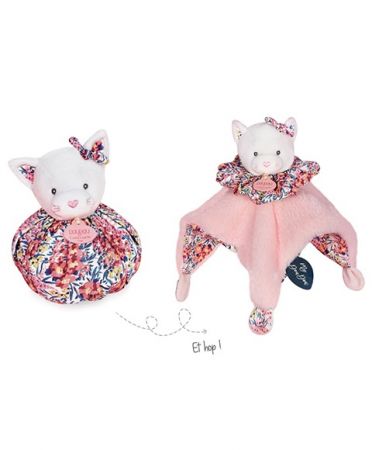 Doudou et Compagnie Paris | Doudou Usínáček kočka růžová 3v1 DS40871406