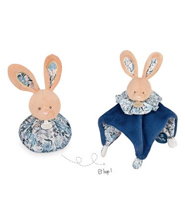 Doudou et Compagnie Paris | Doudou Usínáček zajíček modrý 3v1 DS44952728