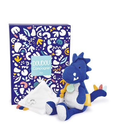 Doudou et Compagnie Paris | Doudou Plyšový dinosaurus s dečkou 25 cm modrý DS27889780