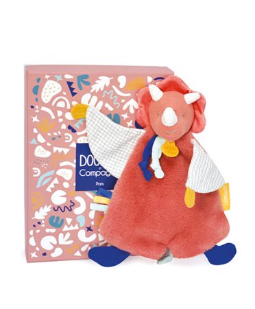 Doudou et Compagnie Paris | Doudou Plyšový usínáček dinosaurus oranžový 25 cm DS25670392