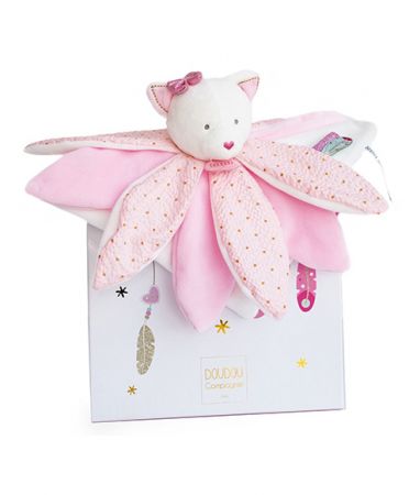 Doudou et Compagnie Paris | Doudou Dárková sada - plyšový usínáček růžová kočka 26 cm DS44595225