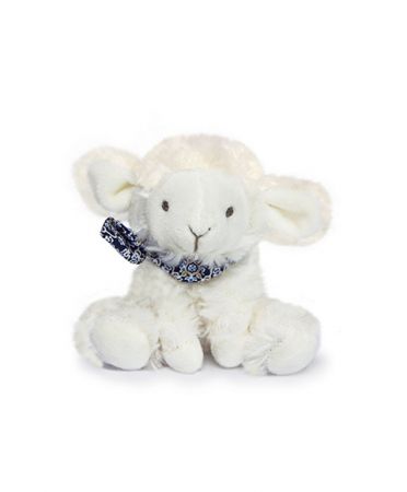 Doudou et Compagnie Paris | Doudou Plyšový beránek s šátkem 12 cm modrý s hvězdičkami DS77812269