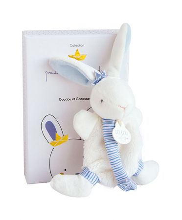 Doudou et Compagnie Paris | Doudou Hračka s úchytem na dudlík králíček 15 cm modrý DS26481331