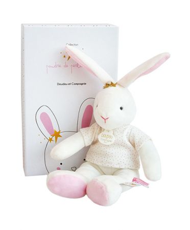 Doudou et Compagnie Paris | Doudou Plyšová hračka růžový zajíček - hvězda 25 cm DS75026694