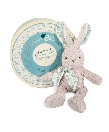 Doudou et Compagnie Paris | Doudou Šedý plyšový králík z BIO bavlny 25 cm DS66638070