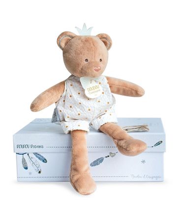 Doudou et Compagnie Paris | Doudou Dárková sada - plyšová hračka medvídek král 20 cm DS78501168