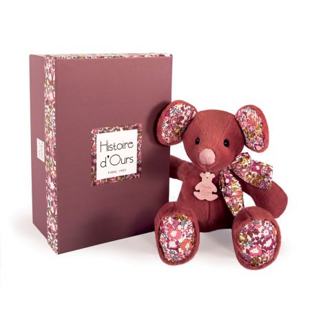 Doudou Histoire d´Ours Plyšová kamarádka tmavě růžová myška 25 cm DS46469314