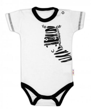 Body krátký rukáv Baby Nellys, Zebra - bílé, vel. 62, 62 (2-3m)