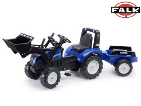 FALK Šlapací traktor 3090M New Holland T8 s nakladačem a vlečkou