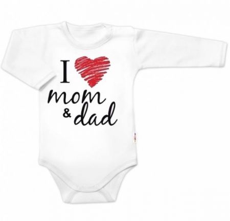 Body dlouhý rukáv Baby Nellys, I love mom & dad, unisex, 56 (1-2m)