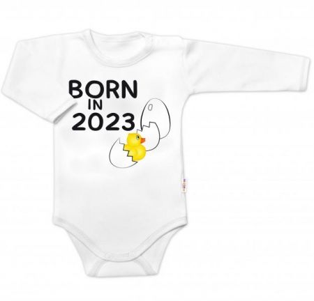 Body dlouhý rukáv s vtipným textem Baby Nellys, Born in 2023 , vel. 68, 68 (3-6m)