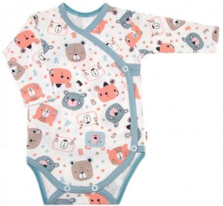 Kojenecké body dl.rukáv, zap. bokem, bavlna Space Bear, Baby Nellys - pastel mint, 56 (1-2m)