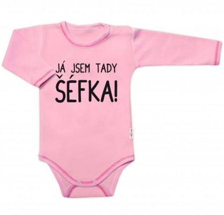 Body dlouhý rukáv s vtipným textem Baby Nellys, Já jsem tady ŠÉFKA!, vel. 86, 86 (12-18m)