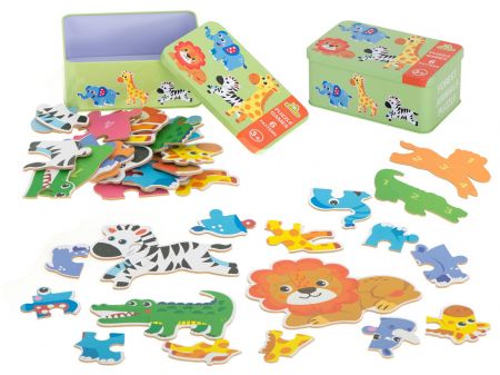 KIK Puzzle v plechovce safari zvířata 25 puzzle KX6015