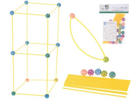 KIK Stavební bloky trubka sláma základna stan dům 75el. KX5669