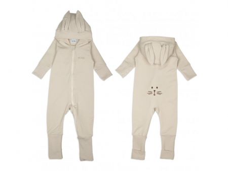 Moniel Dětský rostoucí teplákový overal Králík Basic Light Beige Velikost: 104 cm