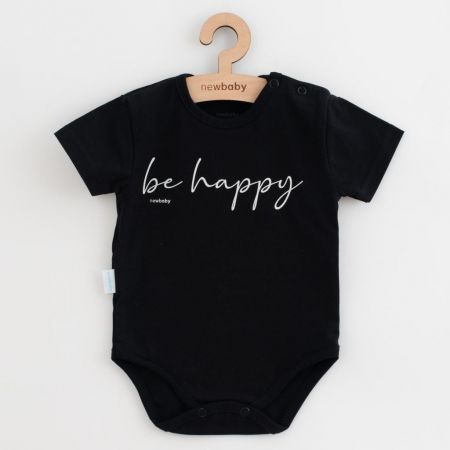 Kojenecké bavlněné body s krátkým rukávem New Baby Be Happy Černá 86 (12-18m)