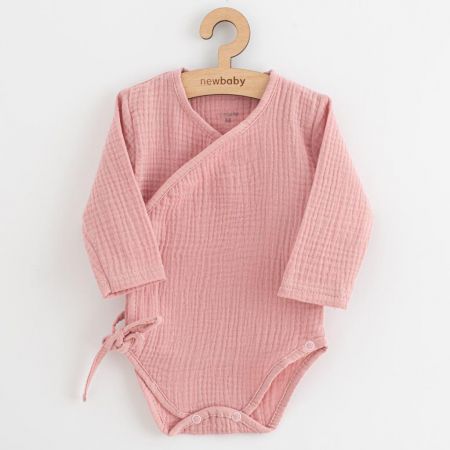 Kojenecké mušelínové body s bočním zavazováním New Baby Soft dress růžová Růžová 74 (6-9m)