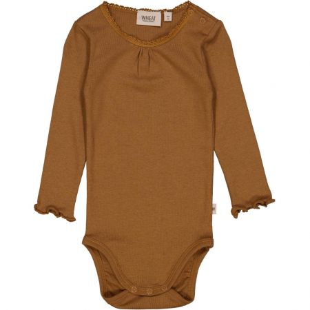 Wheat kojenecké body s dlouhým rukávem 9106 - caramel Velikost: 92 Bavlna, modal