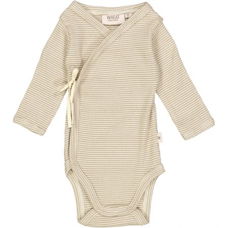 Wheat kojenecké body s dlouhým rukávem 9139 - warm stone stripe Velikost: 68 Bavlna