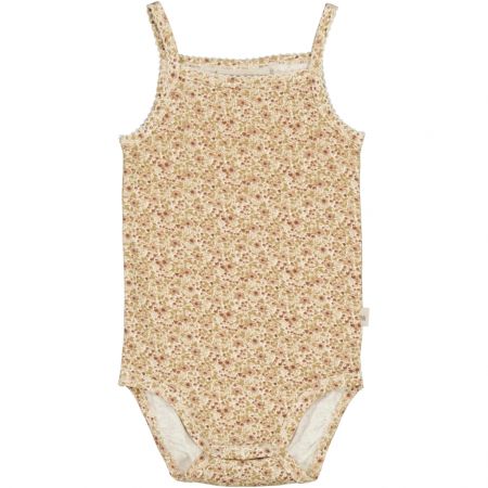 Wheat kojenecké body bez rukávů 9130 - eggshell flowers Velikost: 80 Biobavlna