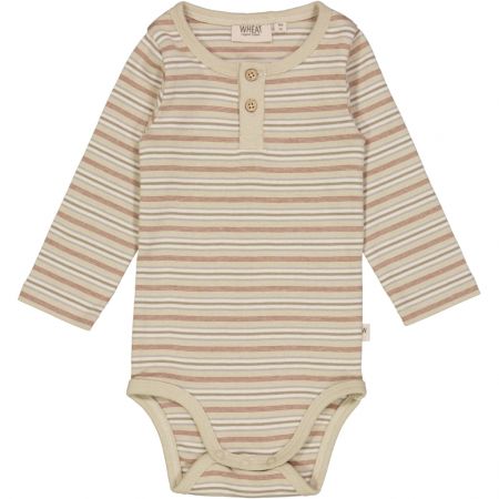 Wheat kojenecké body s dlouhým rukávem 9101 - dusty stripe Velikost: 74 Bavlna