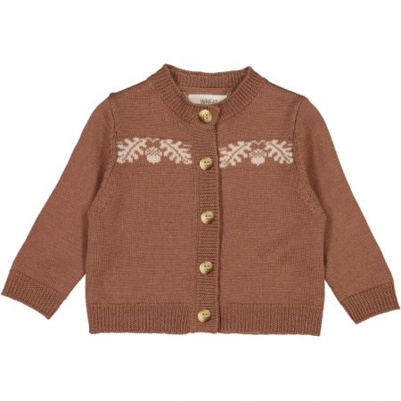 Wheat kojenecký vlněný kardigan Acorn 4538 - vintage rose Velikost: 74 Merino vlna