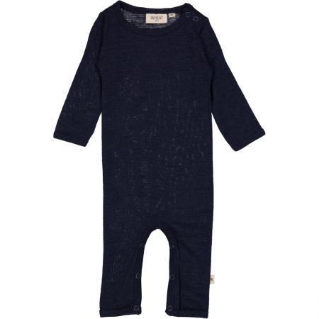 Wheat kojenecký vlněný overal 9311 - navy Velikost: 80 Merino vlna