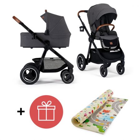 KINDERKRAFT Kočárek Everyday 2v1 Black Dark Grey + PETITE&MARS Podložka Joy Max Walk ZDARMA