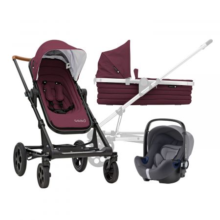 BRITAX SET Kočárek Seed Papilio Black, Cognac/Marsala Varianta: Cognac/Marsala