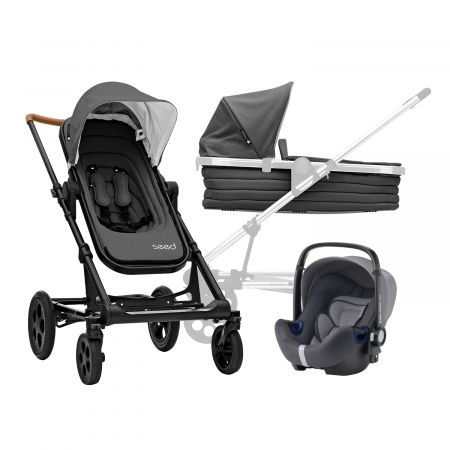 BRITAX SET Kočárek Seed Papilio Black, Cognac/Dark Grey Varianta: Cognac/Dark Grey