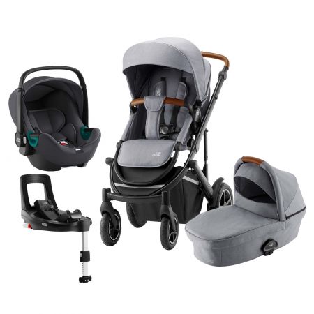 BRITAX Set kočárek Smile III + hluboká korba + autosedačka Baby Safe 3 i-Size + báze, Frost Grey/Brown Varianta: Frost Grey/Brown