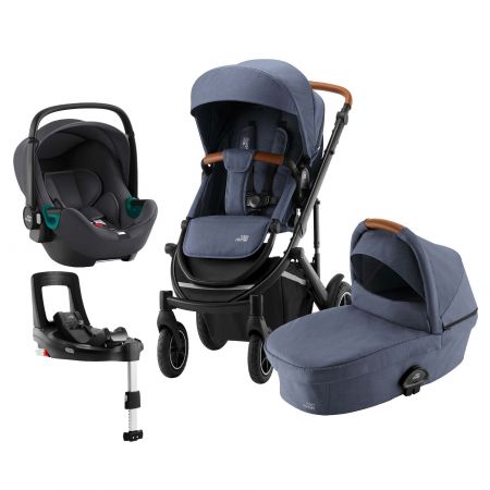 BRITAX Set kočárek Smile III + hluboká korba + autosedačka Baby Safe 3 i-Size + báze, Indigo Blue Varianta: Indigo Blue