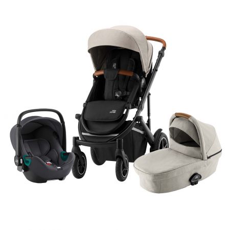 BRITAX Set kočárek Smile III + hluboká korba + autosedačka Baby Safe iSense, Pure Beige/Black Varianta: Pure Beige/Black