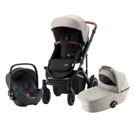 BRITAX Set kočárek Smile III + hluboká korba + autosedačka Baby Safe 3 i-Size, Pure Beige/Black Varianta: Pure Beige/Black