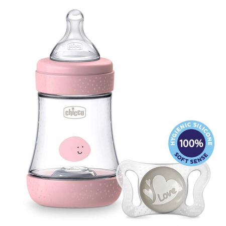 CHICCO Láhev kojenecká Perfect 5 silikon, 150 ml dívka + vzorek Šidítko Physio Micro 0-2m