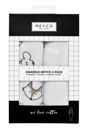 Meyco Zavinovačka 2-balení 0-3 měsíce - Animal / Uni white