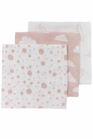 Meyco Plenky 3-balení Feathers-clouds-dots pink/white