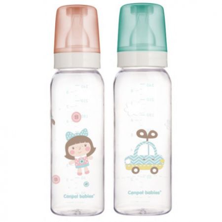 Canpol babies Lahev skleněná s úzkým hrdlem TOYS 240ml