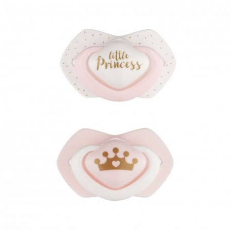 Canpol babies Set symetrických silikonových dudlíků Light touch 0-6m ROYAL BABY růžový