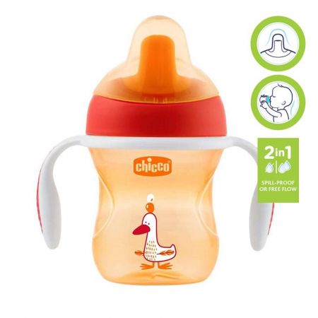 CHICCO Hrneček Training s držadly 200 ml červený 6 m+