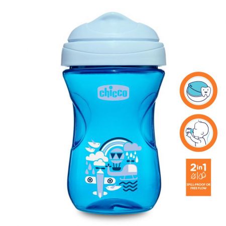 CHICCO Hrneček Easy s tvrdým pítkem 266 ml modrý 12m+