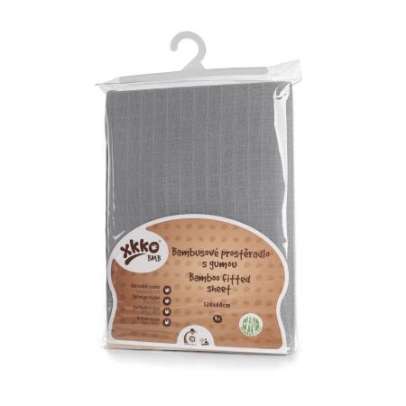 Bambusové prostěradlo s gumou XKKO BMB 120x60 - Baby Grey