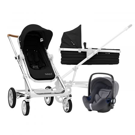 BRITAX SET Kočárek Seed Papilio Silver, Cognac/Black Varianta: Cognac/Black