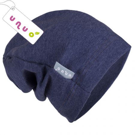 Unuo Teplákovinová čepice Jeans modrý melír L